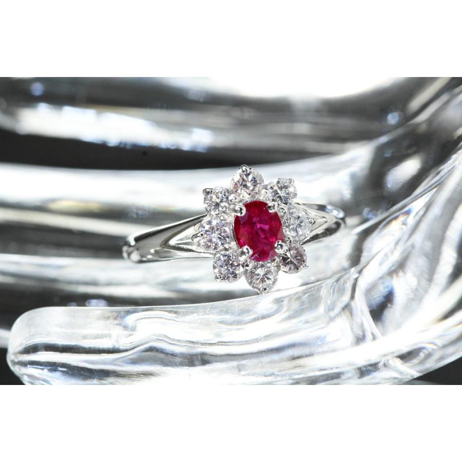 値下げ】ルビーの花♪ルビーリング 0.55&D0.64ct Pt900 12号 5.5g 指輪 