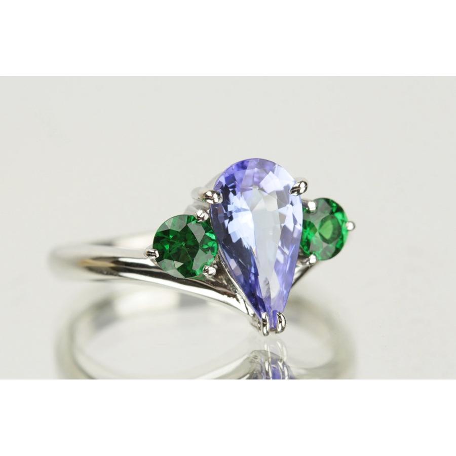 1.165ct タンザナイト グリーンガーネットリング 0.50ct Pt900 10.5号 