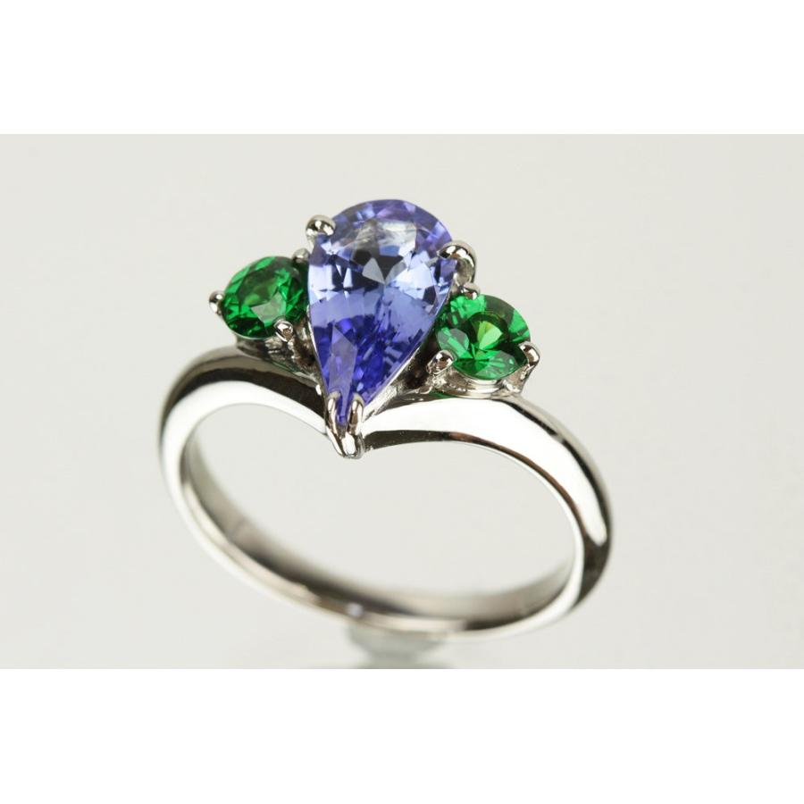 1.165ct タンザナイト グリーンガーネットリング 0.50ct Pt900 10.5号 