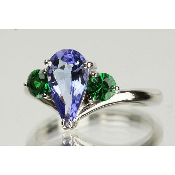 タンザナイト グリーンガーネット リング 1.165ct 0.50ct プラチナ 