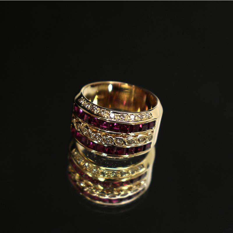 K18 ルビー ダイヤモンド リング 12号 1.98ct 0.35ct 幅広 18金 