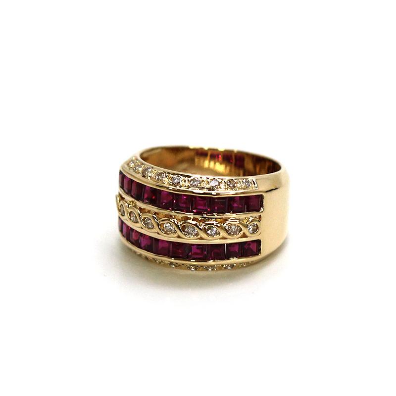 K18 ルビー ダイヤモンド リング 12号 1.98ct 0.35ct 幅広 18金 
