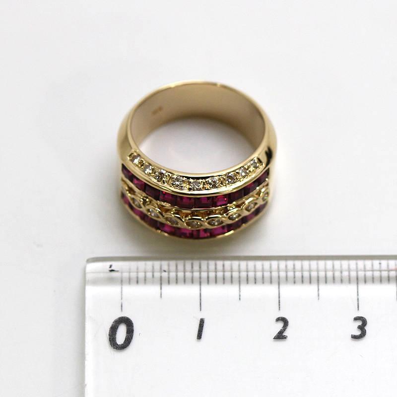 K18 ルビー ダイヤモンド リング 12号 1.98ct 0.35ct 幅広 18金 