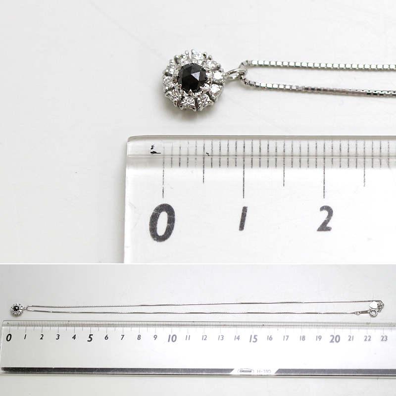 K18WG 白黒ダイヤモンドネックレス 約45cm 0.40ct 約2.8g 18金