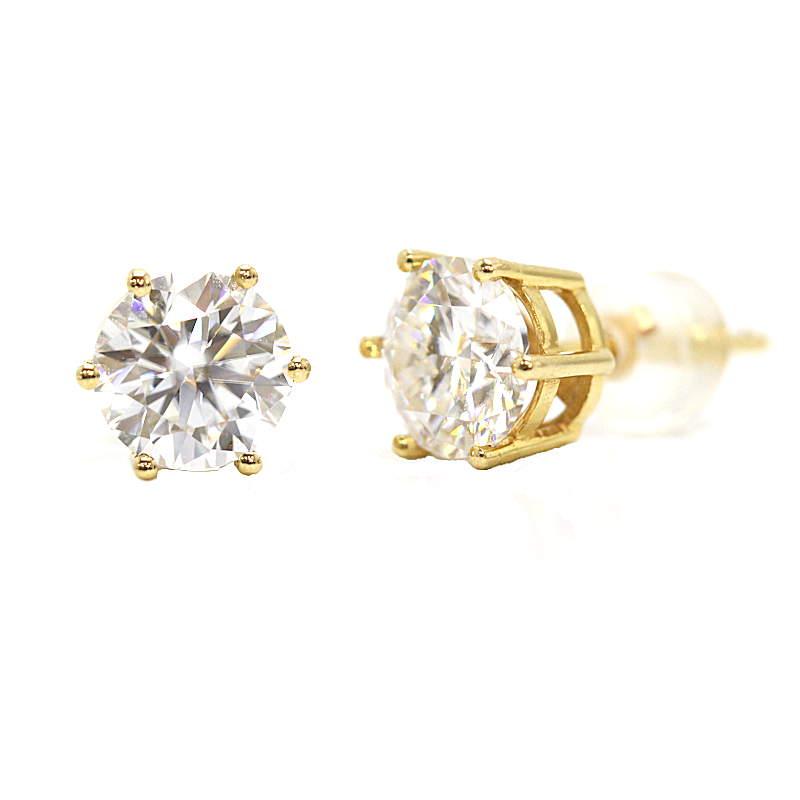 キュービックジルコニアピアス 両耳用 スタッドピアス 18金イエロー 