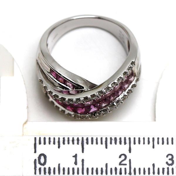 K18WG クロスリング 13号 ルビー 1.20ct ピンクサファイア 1.55ct 