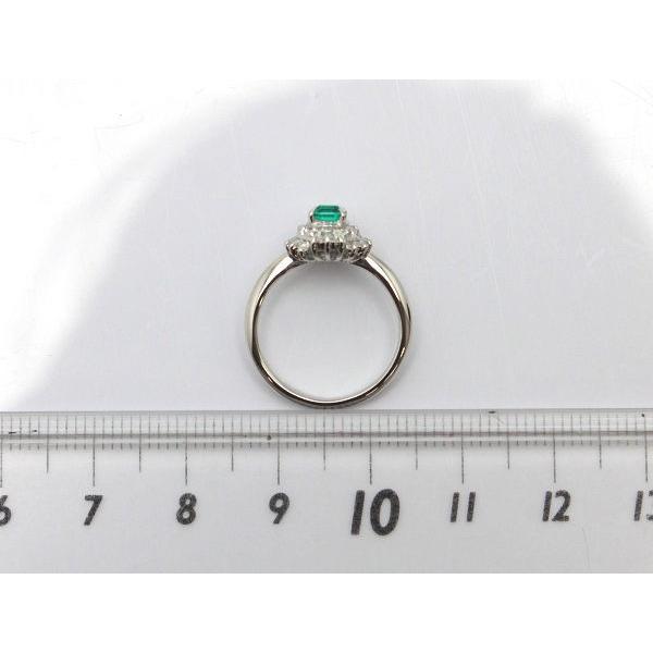 Pt900 エメラルドリング 7号 0.265ct ダイヤモンド 0.34ct