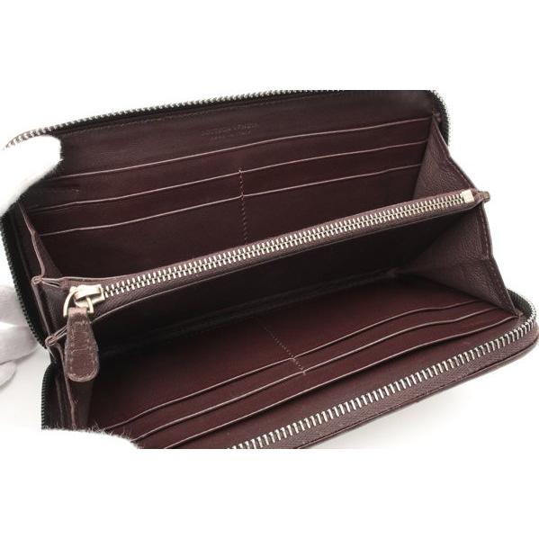 BOTTEGAVENETA ボッテガヴェネタ 長財布 ジップアラウンドウォレット 114076 イントレ ダークブラウン 中古 47454 ボッテガ・ヴェネタ イントレチャート ジップアラウンドウォレット