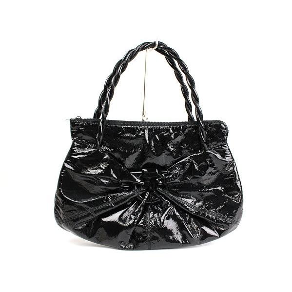 FERRAGAMO 【美品】フェラガモ□ガンチーニ・ショルダーバッグ 黒  