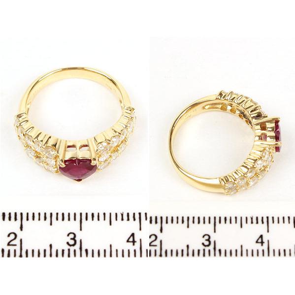 1.23/1.10ct ハートのルビー＆ダイヤモンドリング K18 11号 約6.1g  