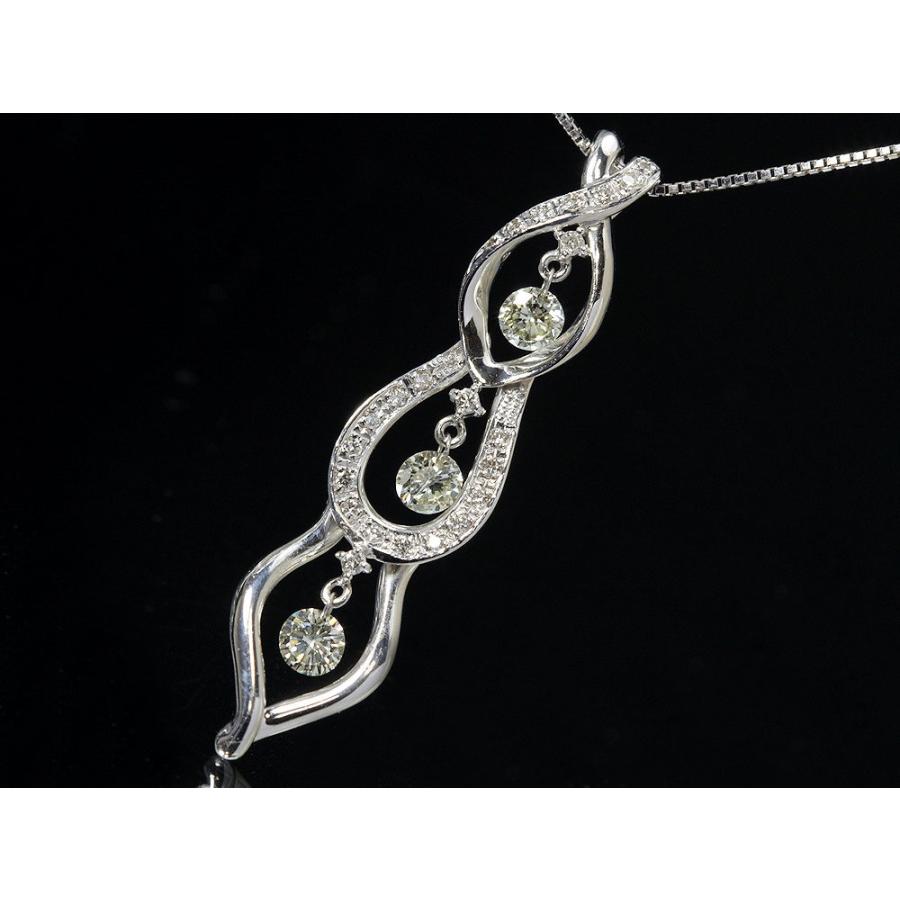 0.70ct ゆらゆらスイング ダイヤモンド ネックレス K18WG 約5.4g 約 