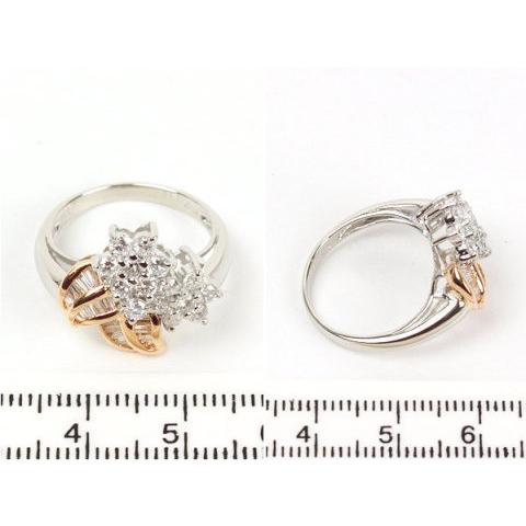 豪華 1.30ct お花モチーフ ダイヤモンドリング K18PG/Pt900 13号 約7.1 
