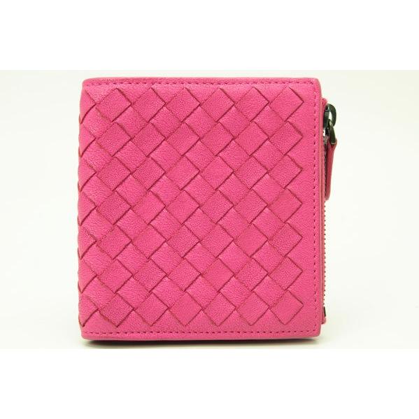 ✨極美品✨ボッテガ　二つ折り　小銭入れ　イントレチャート　レザー　ピンク BOTTEGA VENETA（ボッテガ・ヴェネタ） ボッテガヴェネタ◇コンパクト