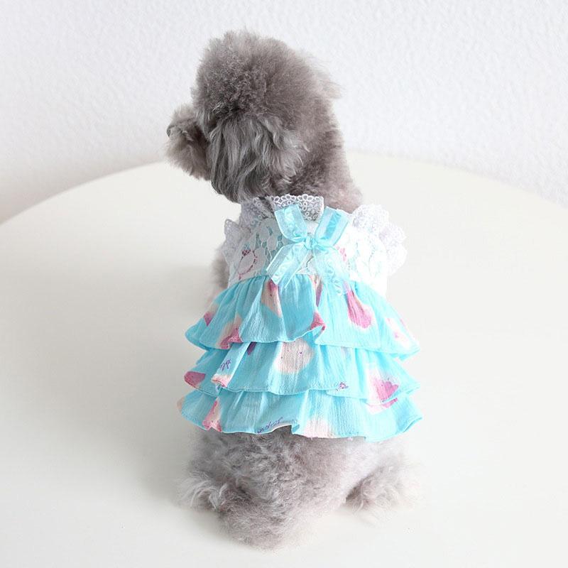 Tambedy 犬 服 犬の服 春 夏 3段フリルのスイカキャミワンピース