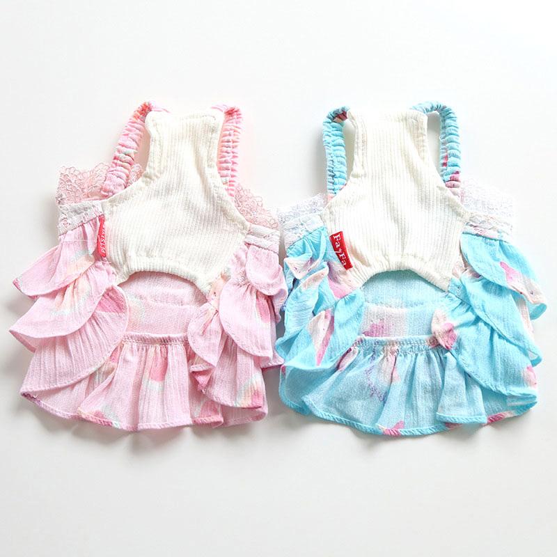 ハンドメイド犬服　ハートモチーフのお袖レースキャミワンピ　色違い8色 ハンドメイド犬服 ハートモチーフのお袖レースキャミワンピ 色