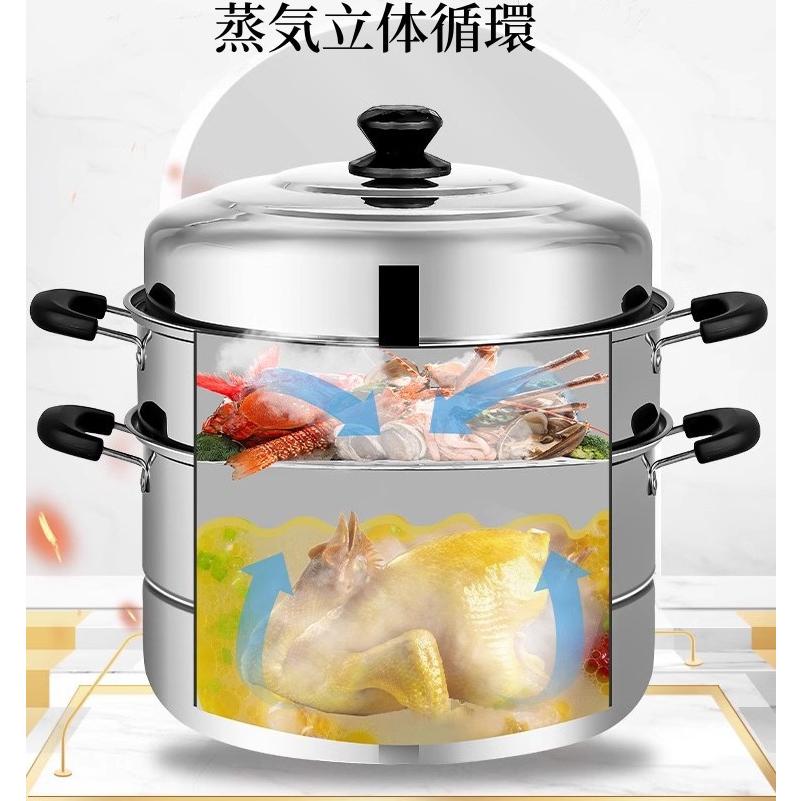 両手鍋 蒸し器 ステンレス製 蒸し鍋 二段 三段 蓋付き 蒸し籠 調理器具