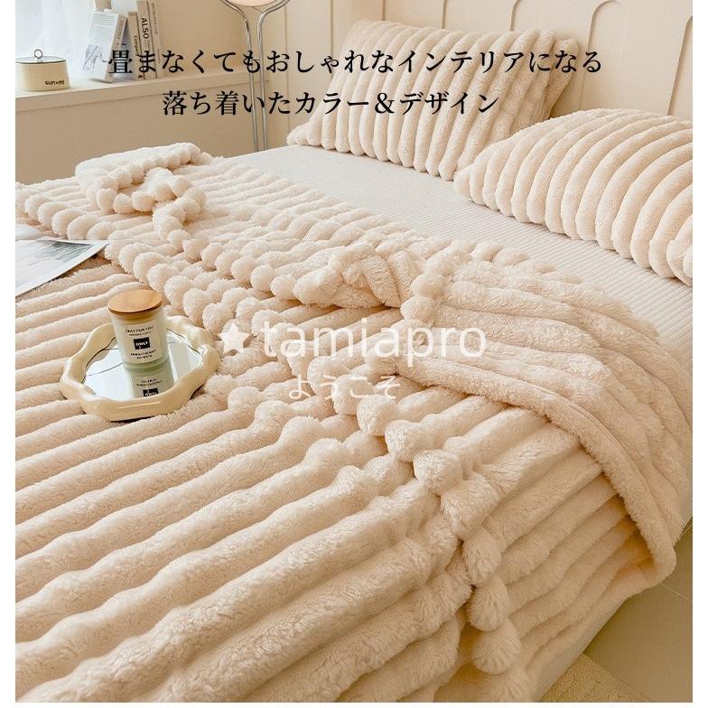 超PayPay祭 毛布 軽量 もこもこ毛布 ストライプ毛布