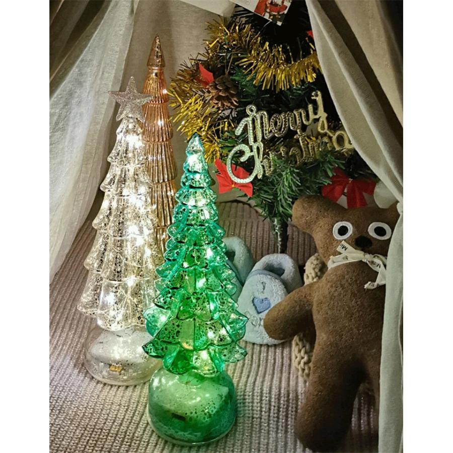 超PayPay祭 クリスマスツリー 卓上 ガラス ミニツリー LED クリスマス