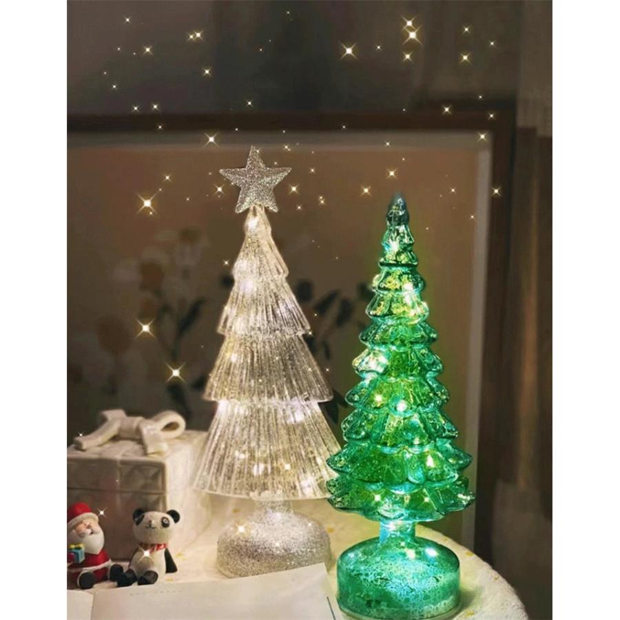 超PayPay祭 クリスマスツリー 卓上 ガラス ミニツリー LED クリスマス