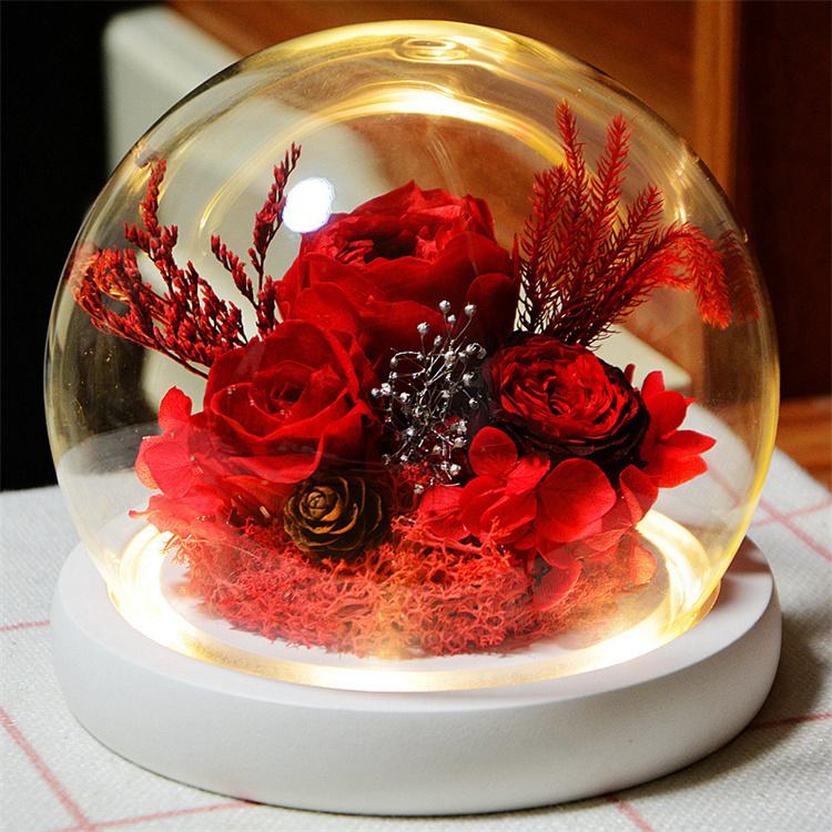 LED付き虹色アートフラワー ガラスドーム LED付き虹色アートフラワー ガラスドーム