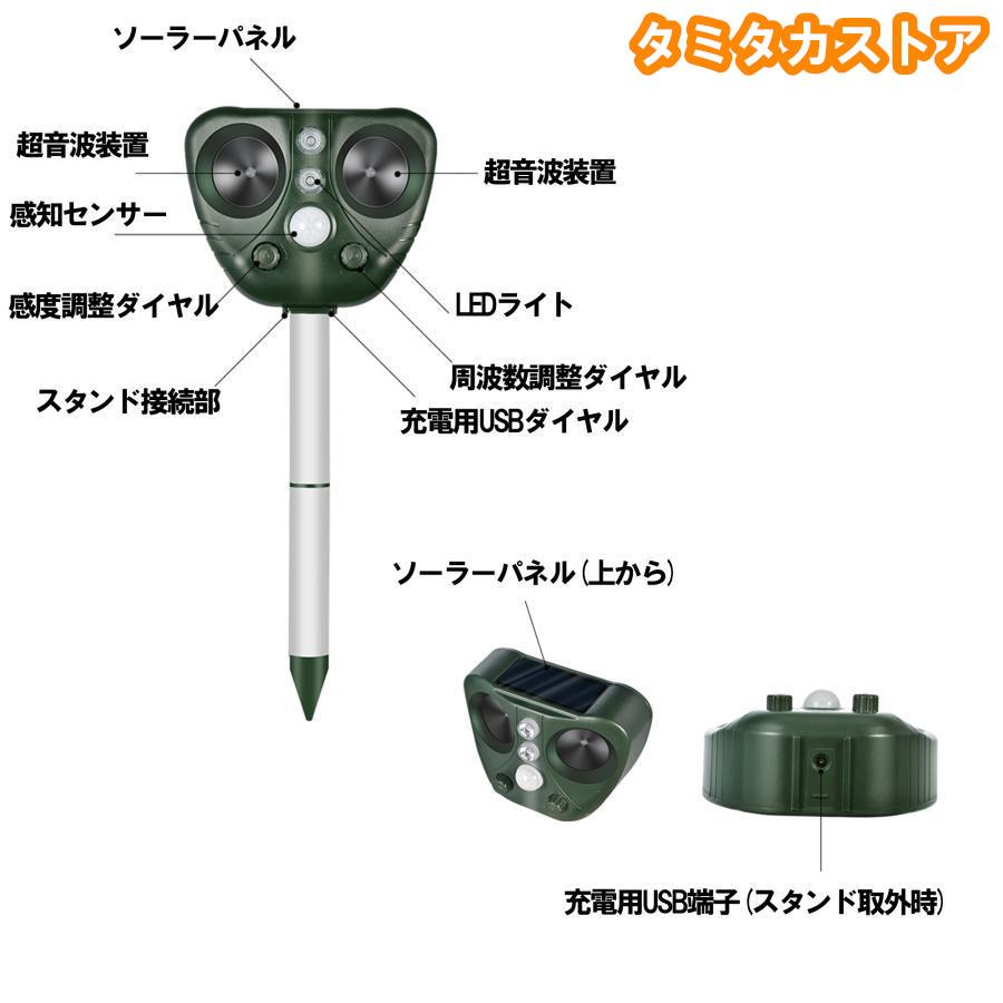 害獣撃退器 動物駆除器 対策 猫よけ 超音波強力 鳥よけ センサー ねこよけ とりよけ グッズ 猫避け 猫除け アニマルバリア 鳥｜tamitakastore｜03