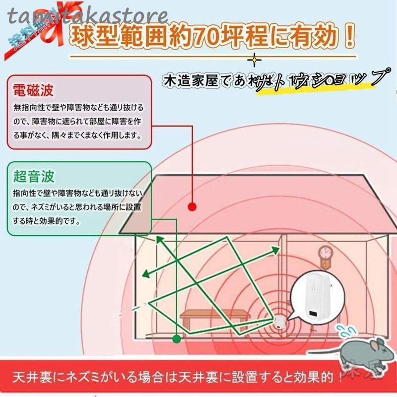 新発売 ねずみ駆除 虫除け ネズミ撃退器 式 害虫駆除器 4個セット 鼠 ゴキブリ 蚊 虫 アリ ノミ ハエ ダニ シロアリ ハチ｜tamitakastore｜06