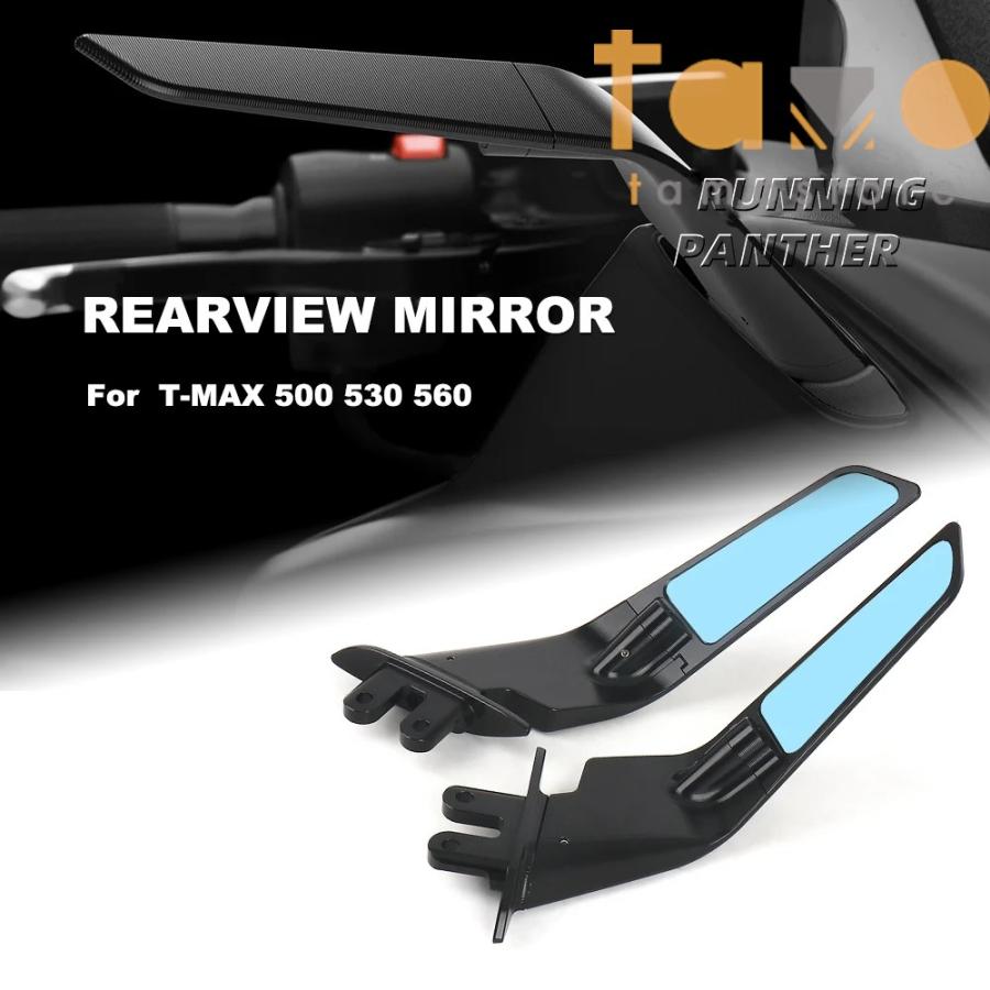 AEME For Yamaha TMAX 500 530 560 TMAX500 TMAX530 TMAX560 Metallic Adjustable Motorcycle Rear View Mirror Side Mirror Handle Bar Mount(Blue - View #3