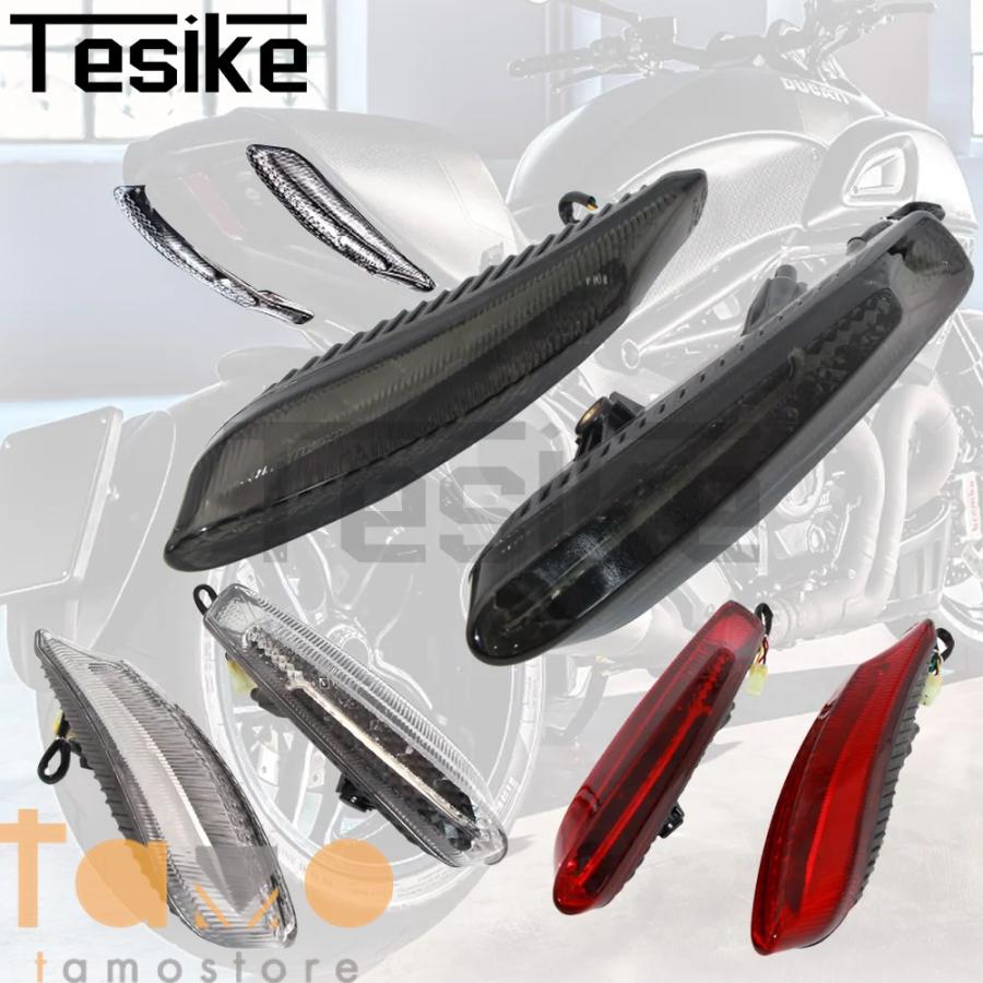 オートバイ テールライト統合ターンシグナルランプアクセサリーリアストップブレーキライト Ducati Diavel カーボン 1200 2011-2018