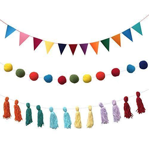 3本入 フラッグ タッセル ボールガーランド 飾り付け キャンプフラッグ 誕生日 パーティー飾り 運動会 文化