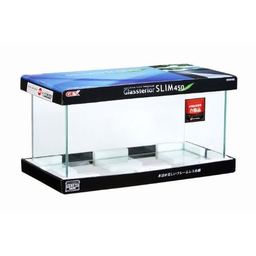 ジェックス グラステリアスリム450水槽 フレームレス水槽 奥行スリム 超ポイントアップ祭 フレームレス水槽