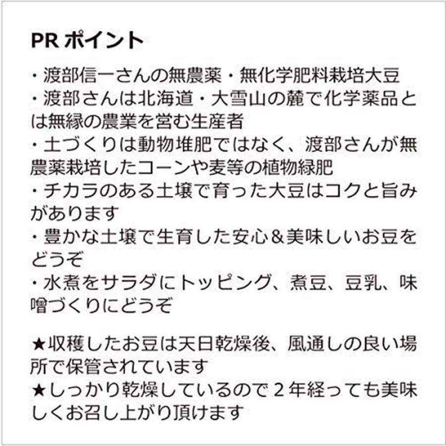 北海道産 無農薬大豆 - 品種は音更大袖 渡部信一さんの大豆約1kg 渡部信一さんは化学薬品とは無縁の生産者 無化学肥料栽培30年の美味しい大豆 無農薬 数量は多 - 北海道産 無農薬大豆 - 品種は音更大袖 渡部信一さんの大豆約1kg 渡部信一さんは化学薬品とは無縁の生産者 無化学肥料栽培30年の美味しい大豆 無農薬 数量は多 -