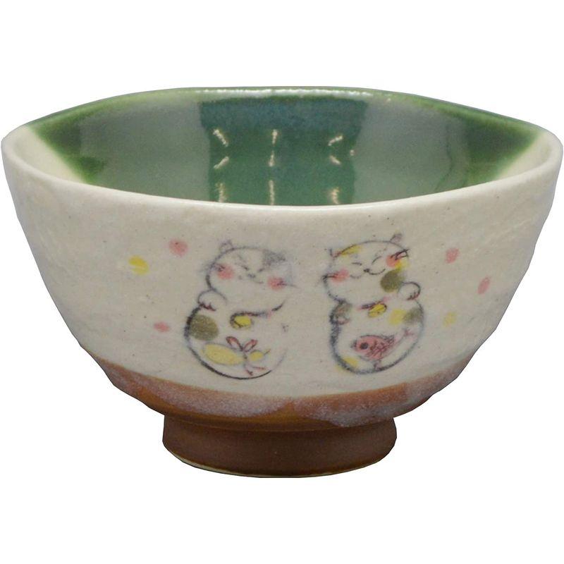 市場豊窯(Yutakagama) 抹茶碗 白 サイズ:直径11.6x高さ6.7cm 利休茶碗 猫 コーヒー、ティー用品 