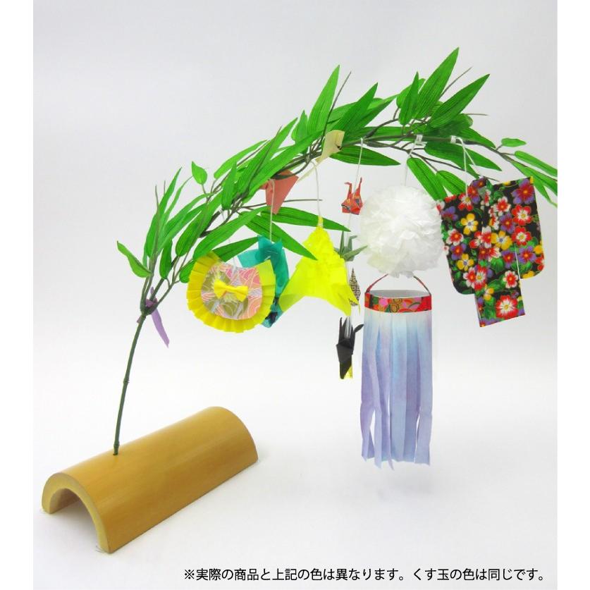 仙台七夕飾り　ミニ七夕完成品　白　竹台付｜tanabata-kikuchi