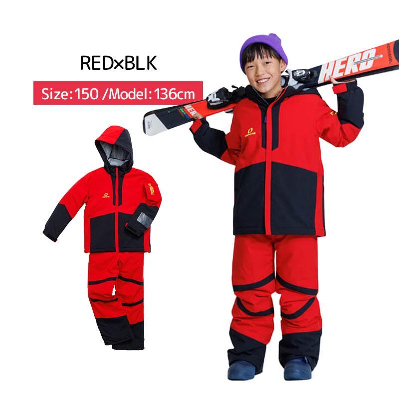 RESEEDA レセーダ スノーウェア 上下セットアップ キッズ 100 赤 茶 RESEEDA（レセーダ） スキーウェア キッズ スノーウェア ジュニア 上下