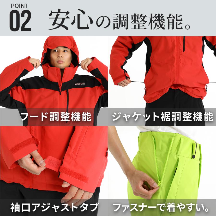 nnoum 赤 フード付き スキーウェア上下 NNOUM スキーウェア メンズ レディース 上下セット ノアム 耐水圧