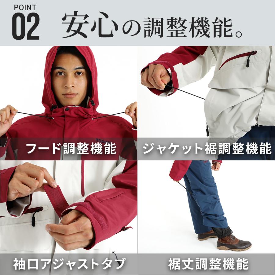 nnaum スキーウェア 白/赤 NNOUM スキーウェア メンズ スノーボードウェア スキーウエア