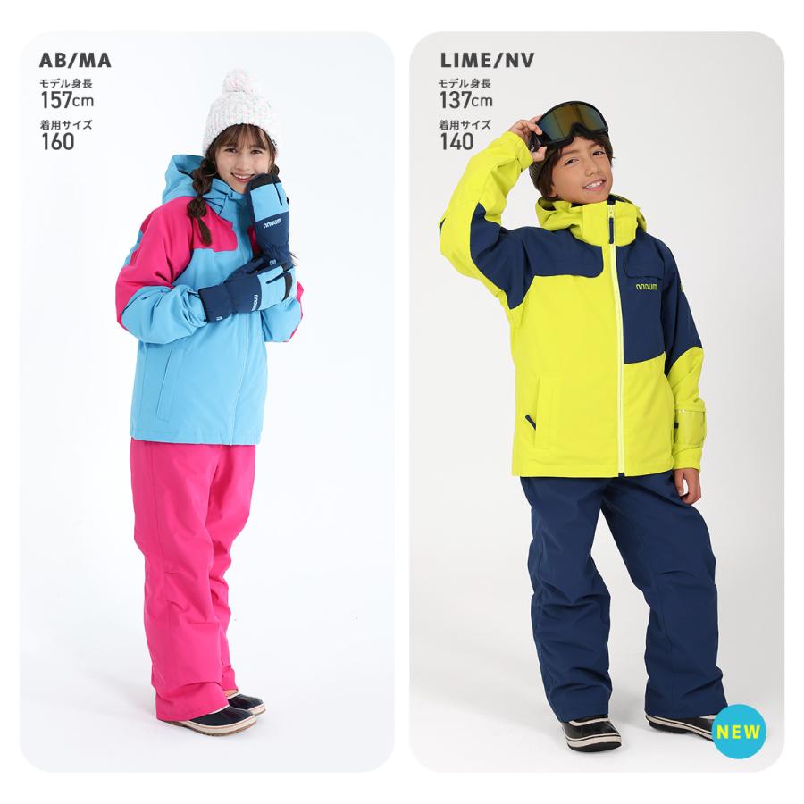 子供用スキーウェアセット 白黒チェック NNOUM スキーウェア キッズ ジュニア 上下セット スノーウェア