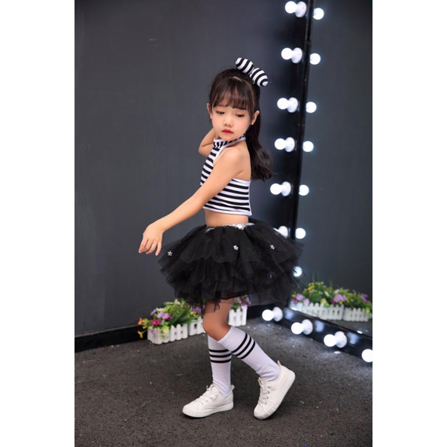 85 以上節約 女の子 ダンス 可愛い 子供 チア チアガール 衣装 セットアップ キッズ 黒 ジャズダンス チュチュスカート ダンス衣装 ボーダー柄 発表会 ユニフォーム Materialworldblog Com