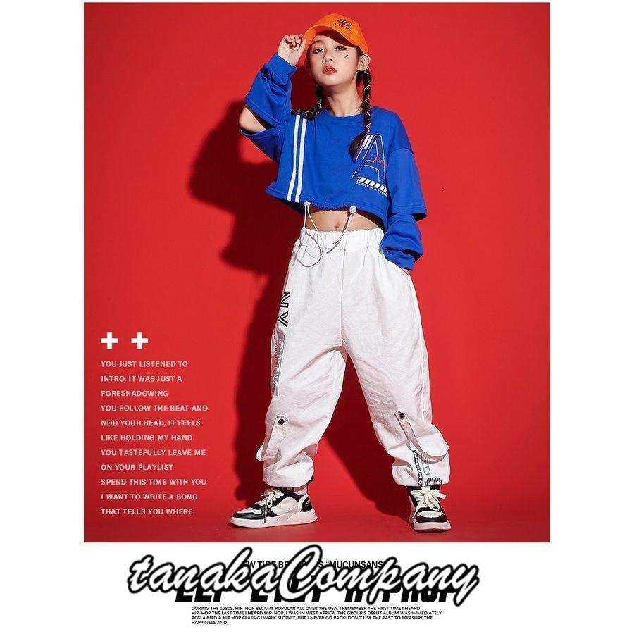 ダンス衣装 キッズ セットアップ ガールズ ヒップホップ ファッション ヘソ出しトップス パンツ 派手 ダンス衣装 K