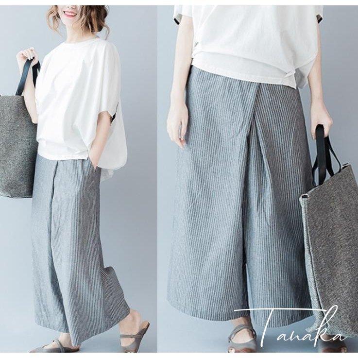 ガウチョパンツ レディース ボトムス ワイドパンツ ロングパンツ ストライプ スカーチョ スカンツ ナチュラル キュロット 母の日 春 夏 21 A タナカカンパニー 通販 Yahoo ショッピング
