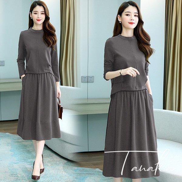 セットアップ レディース 春秋 40代 代 コーデ カジュアル トップス 長袖tシャツ スカート ロング丈