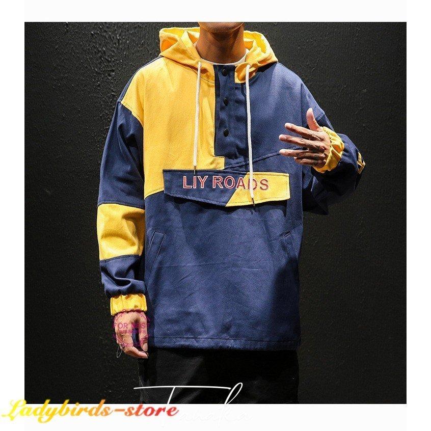 フード付き パーカー メンズ 長袖パーカー 切替 カジュアル プルオーバーパーカー かっこいい おしゃれ 秋 父の日