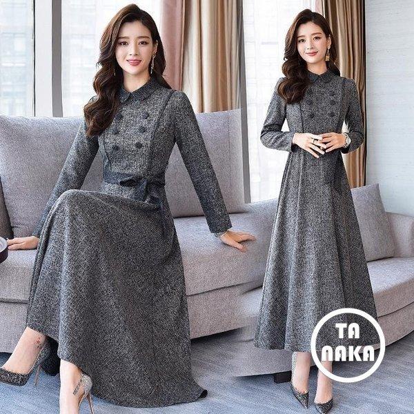 純正クリアランス ロングドレスワンピースロングワンピースドレスレディース膝丈ワンピース長袖開襟通勤卒業式就活面接olフォーマル 純正直営 Omassci Com