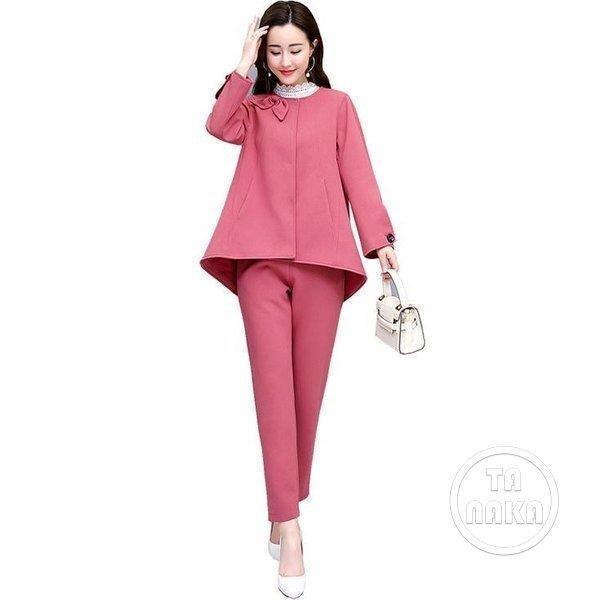 ブランド品専門の パンツスーツスーツセレモニースーツパンツクルーネックトップススキニーパンツレディース上下セットセットアップ パンツスーツ サイズ Xl Www Oroagri Eu