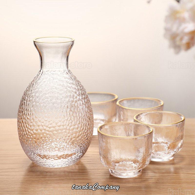 冷酒器 6点セット ガラス 酒器セット 耐熱 熱燗 冷酒グラス 保温 徳利 杯 おちょこ 日本酒 焼酎 家飲み ぐいのみ 父の日 両親 ギフト プレゼント 記念日|tanakacompany|02