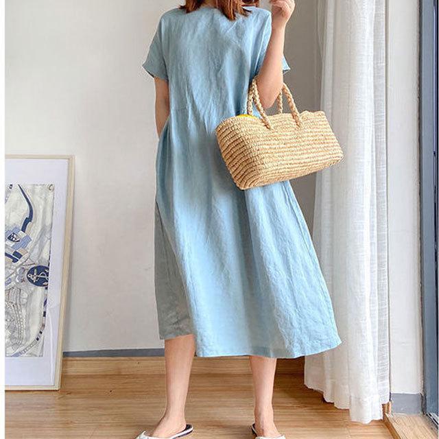 ワンピース レディース 春 夏 半袖ワンピース きれいめ 着痩せ ロングワンピース 無地 Aラインワンピース ゆったり おしゃれ 大きいサイズ 綿 麻 通勤 激安 Tnk5507 タナカカンパニー 通販 Yahoo ショッピング