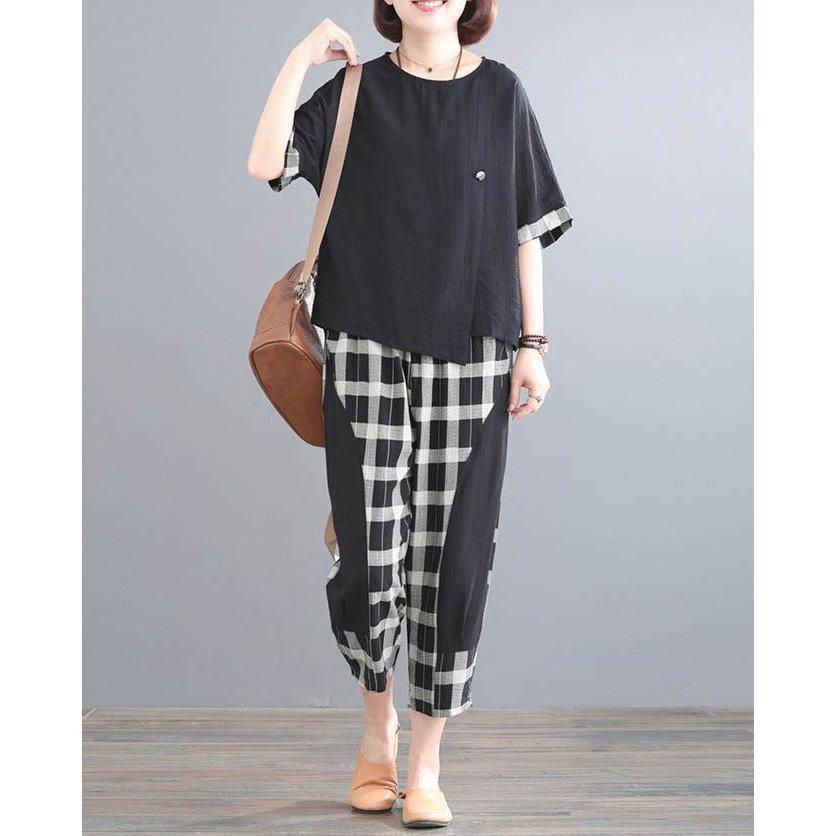 セットアップ 七分丈パンツ レディース 二点セット ゆったり シャツ チェック柄 お散歩 ルームウエ その他 ワンピース ドレス 人気定番の Www Quartzhotel Mx