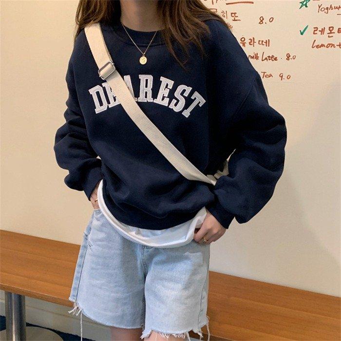 トレーナー レディース Tシャツ トップス スウェット 長袖 刺繍 カジュアル インナー 秋冬 裹起毛 シンプル カジュアル 大人|tanakashoutenstore|15