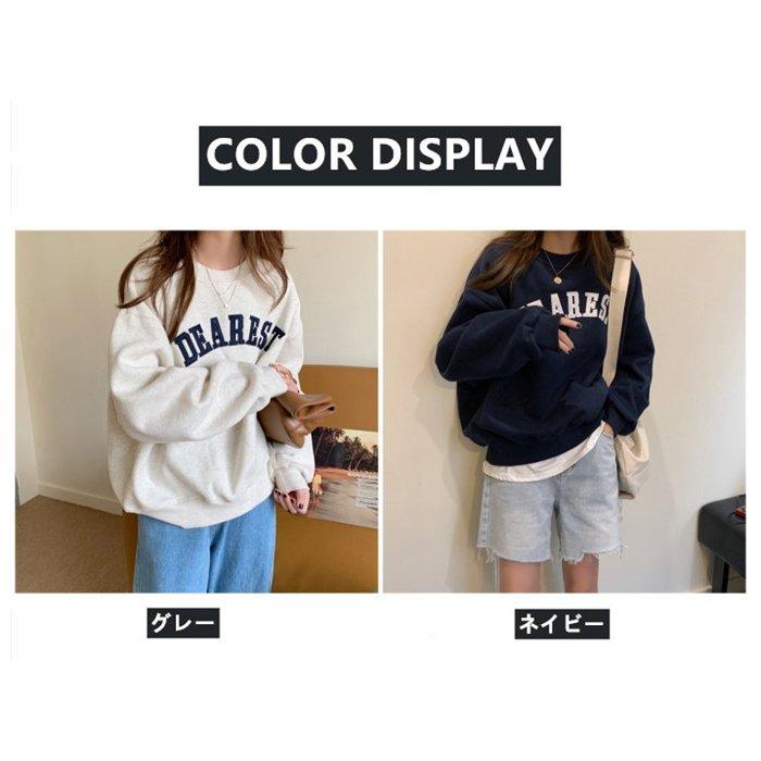 トレーナー レディース Tシャツ トップス スウェット 長袖 刺繍 カジュアル インナー 秋冬 裹起毛 シンプル カジュアル 大人|tanakashoutenstore|02