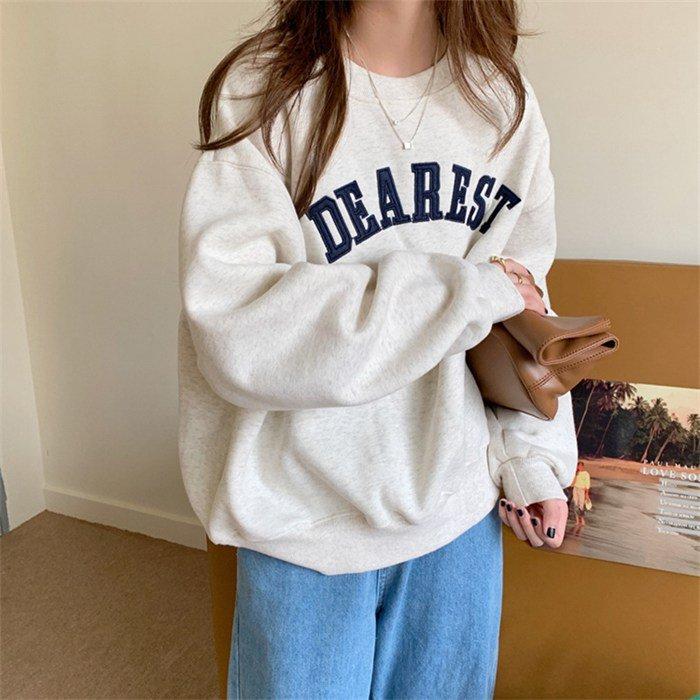 トレーナー レディース Tシャツ トップス スウェット 長袖 刺繍 カジュアル インナー 秋冬 裹起毛 シンプル カジュアル 大人|tanakashoutenstore|05